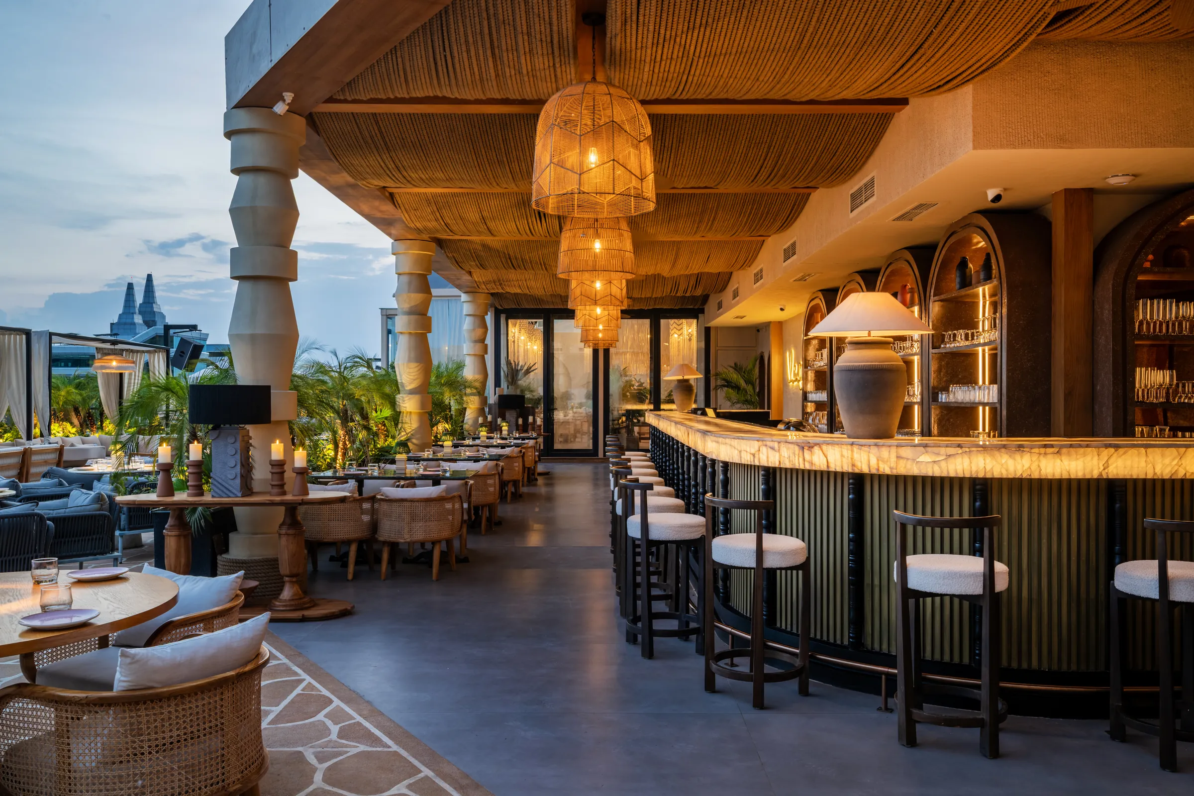 The bar opening onto the terrace
