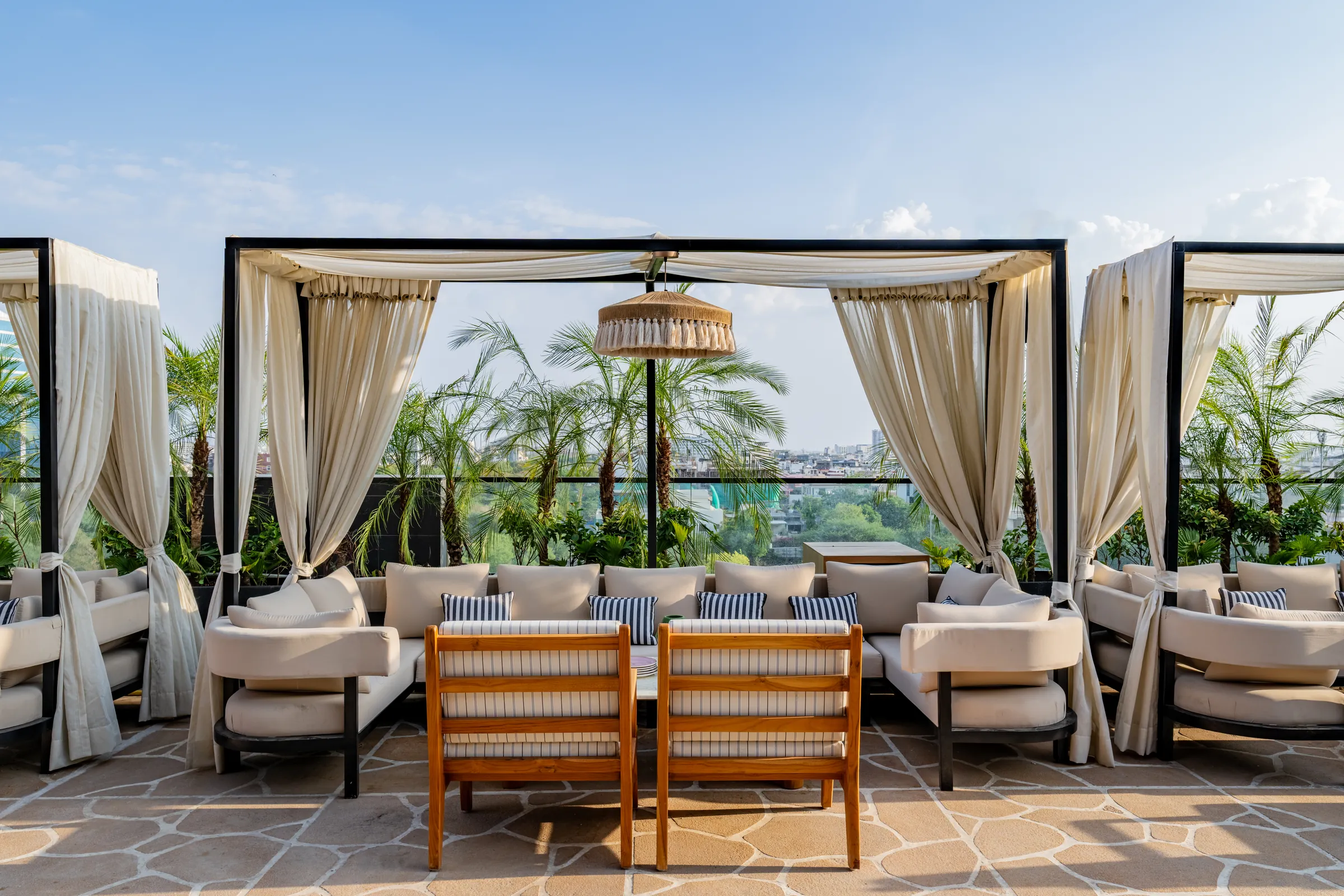 Cabanas looking out over the palms