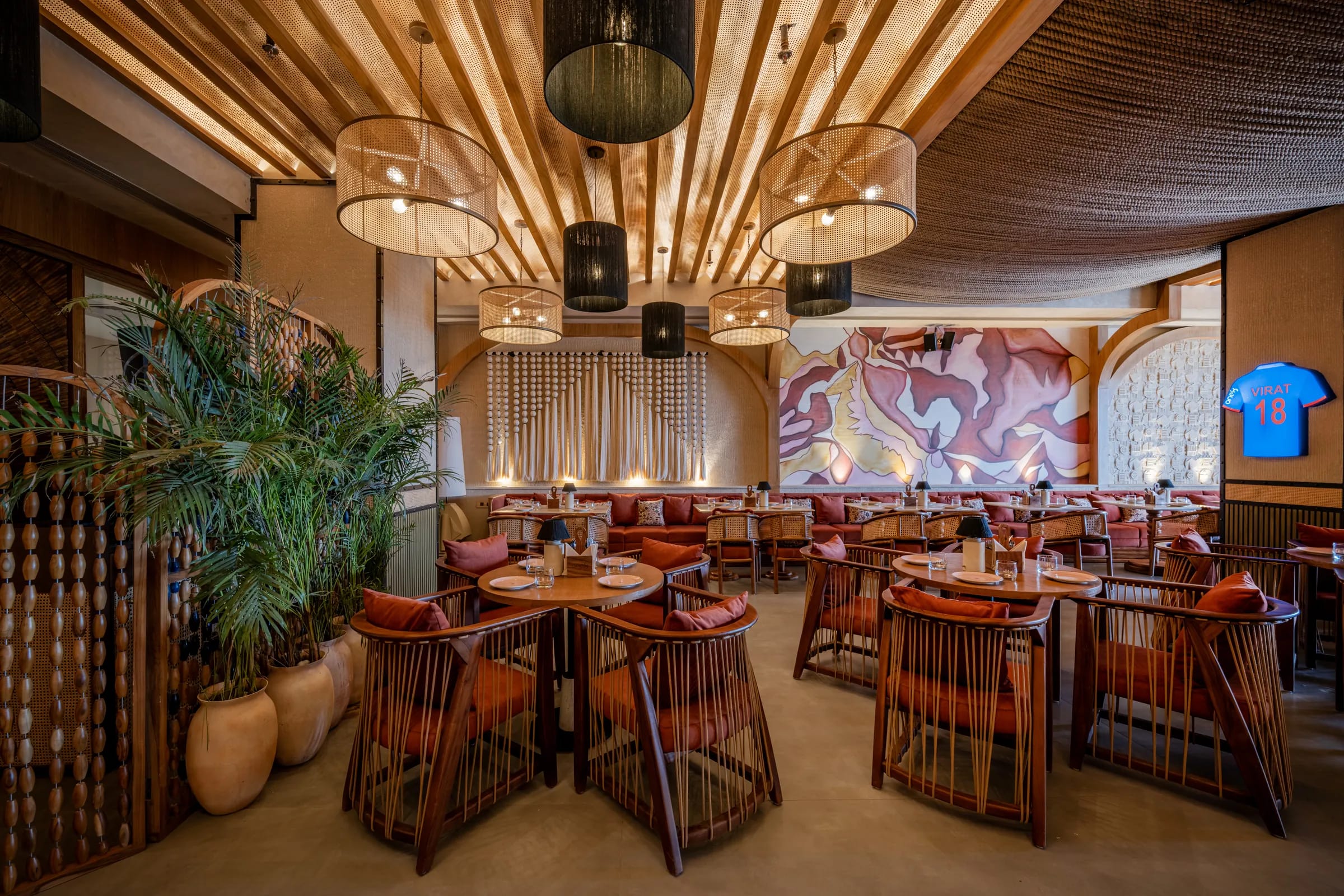 Palms at the dining room's edge